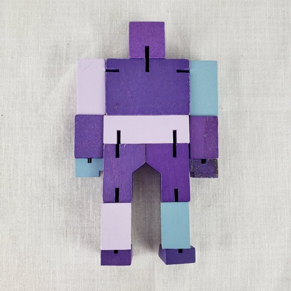 Cubebot Areaware David Weeks Studio Wooden Cube Robot Brainteaser Puzzle Purple - Picture 3 of 8